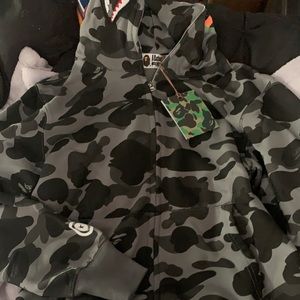 A bathing ape gray camo jacket